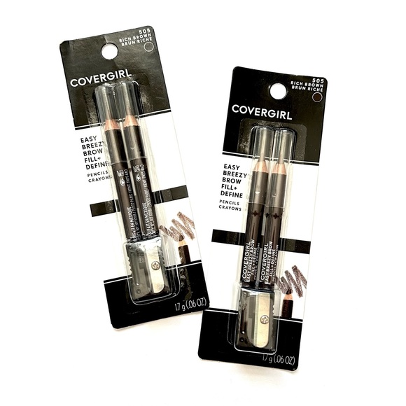 🩷NWT BUNDLE OF 2 COVERGIRL RICH BROWN EYEBROW EYELINER PENCILS SHARPENER - Picture 1 of 6